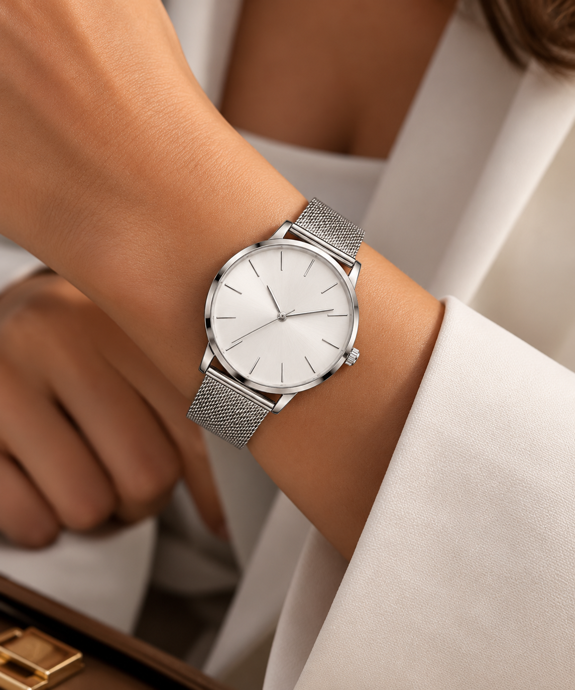 Relogio feminino minimalista cor prata