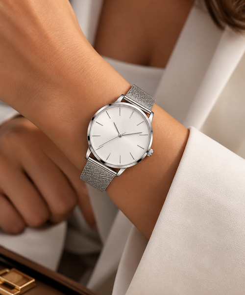 Relogio feminino minimalista cor prata