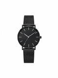 Relógio feminino minimalista preto com prata
