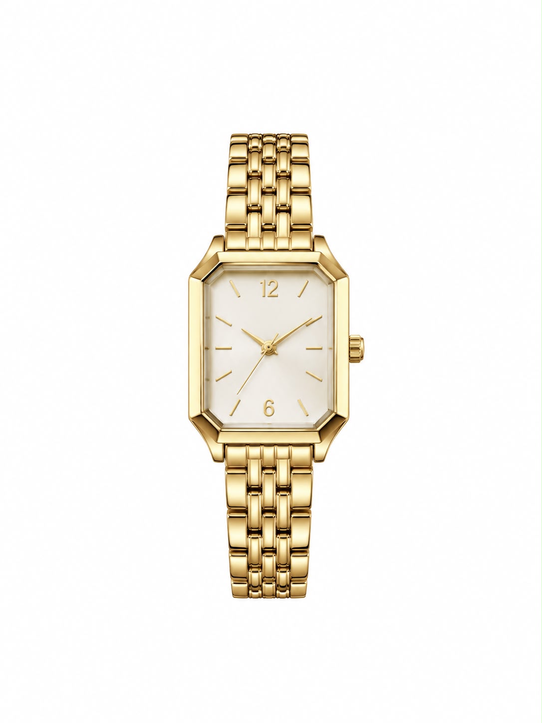 Relógio feminino dourado retangular